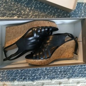 Franco Sarto Black Wedge Sandals